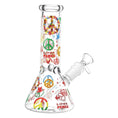 Load image into Gallery viewer, Pulsar World Peace Beaker Glass Water Pipe by Smoke Drop - view 2 | Buddy Brandz
