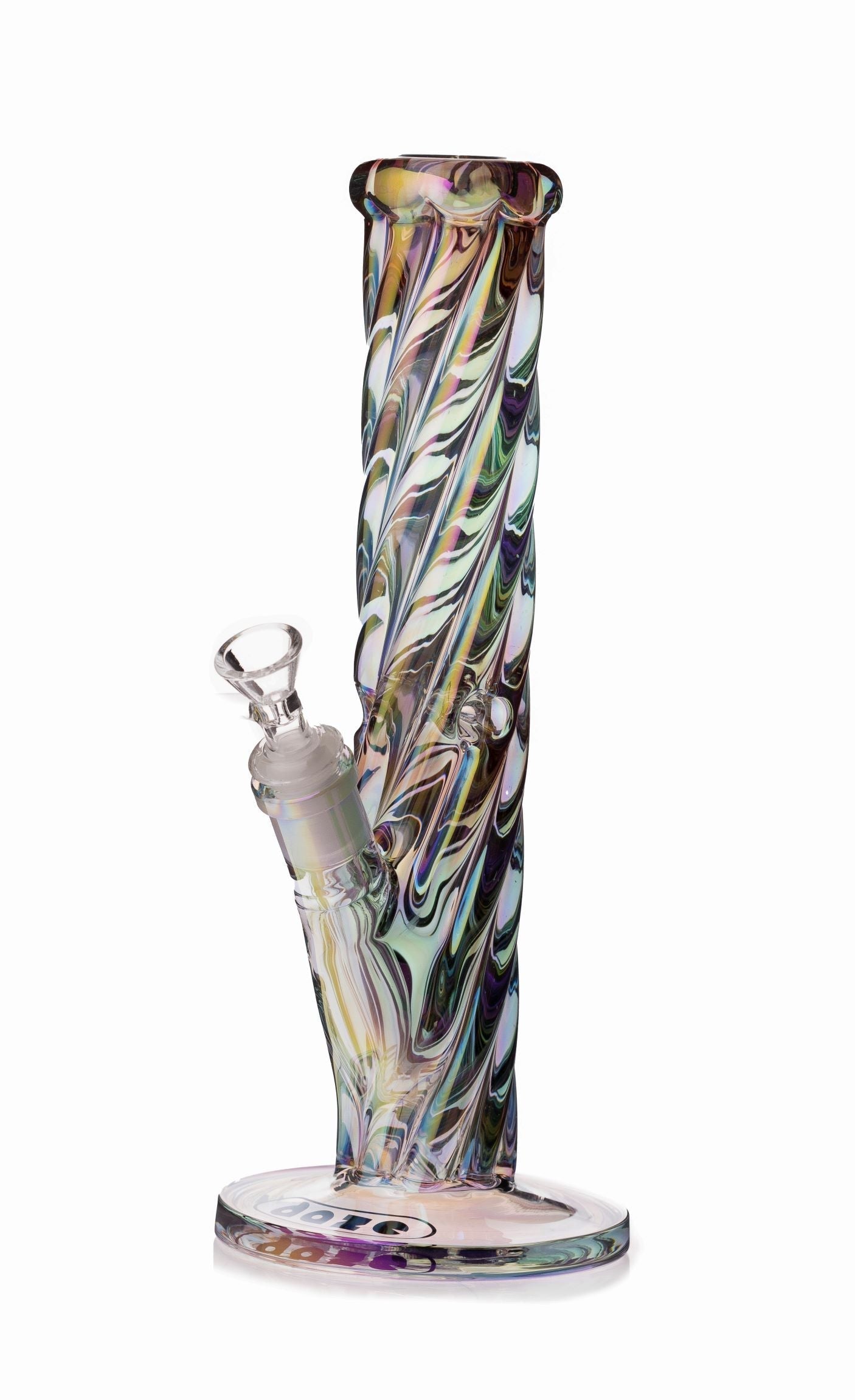 Daze Glass - 12 Inch Iridescent Rainbow Spiral Glass Water Pipe by Smoke Drop - view 2 | Buddy Brandz