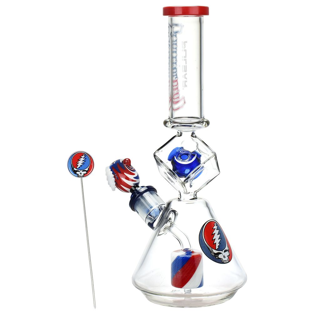 Grateful Dead x Pulsar Inception Cube Beaker Glass Water Pipe - 12.75" / 14mm F by Smoke Drop - view 2 | Buddy Brandz