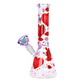 Load image into Gallery viewer, Pinky Hearts Beaker Glass Water Pipe - 10" by Smoke Drop - view 4 | Buddy Brandz
