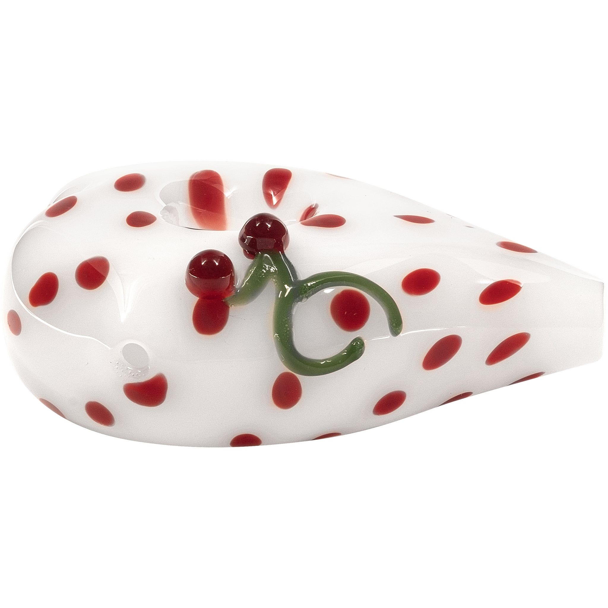 White Heart Red Polka Dots Glass Hand Pipe by Smoke Drop - view 4 | Buddy Brandz