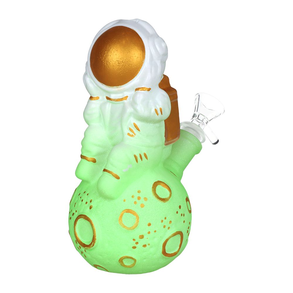 Astronaut Glow In The Dark Painted Glass Water Pipe - 6.75" by Smoke Drop - view 3 | Buddy Brandz