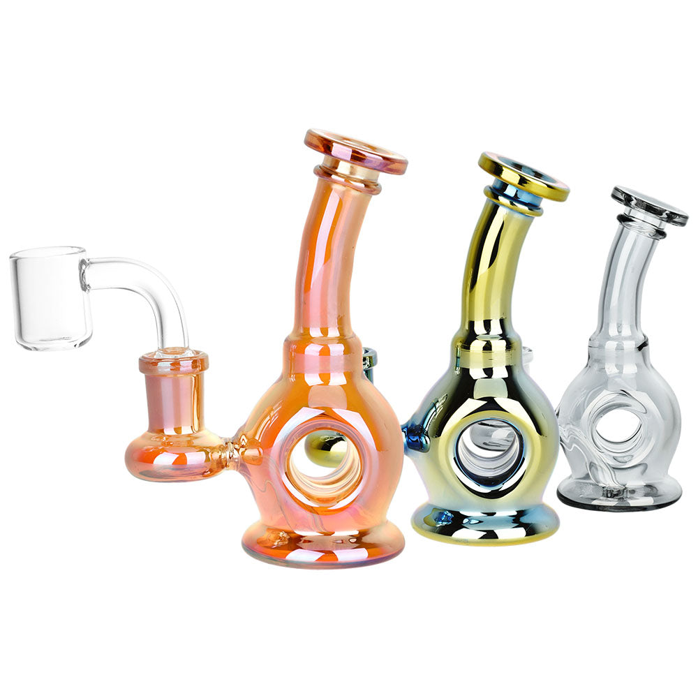 Time Warp Electroplated Glass Mini Dab Rig | 4.75" | 14mm F | Colors Vary by Smoke Drop | Buddy Brandz