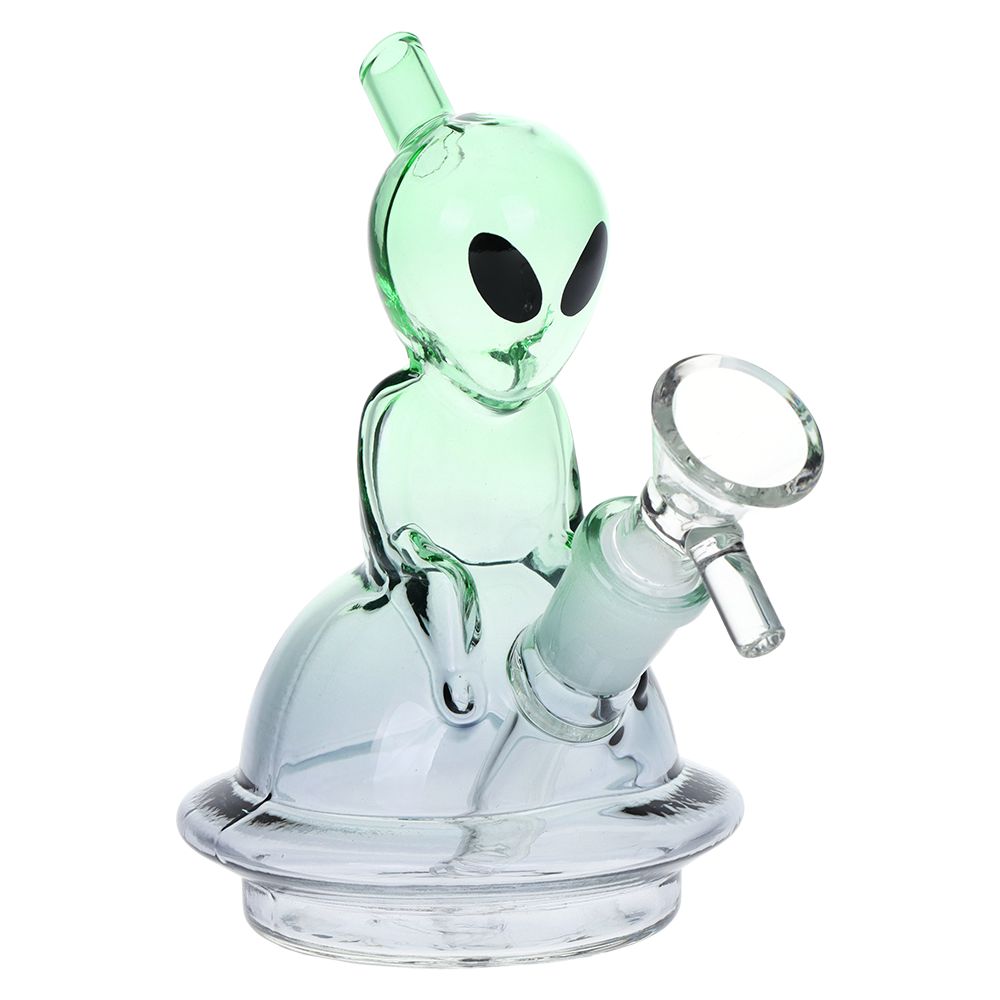 Alien UFO Ombre Mini Glass Water Pipe - 5" by Smoke Drop - view 2 | Buddy Brandz
