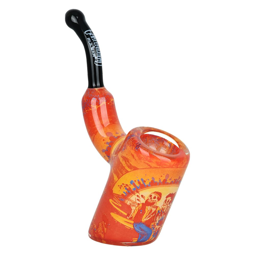 Grateful Dead x Pulsar Inside Print Bent Sherlock Pipe | 4" by Smoke Drop - view 15 | Buddy Brandz