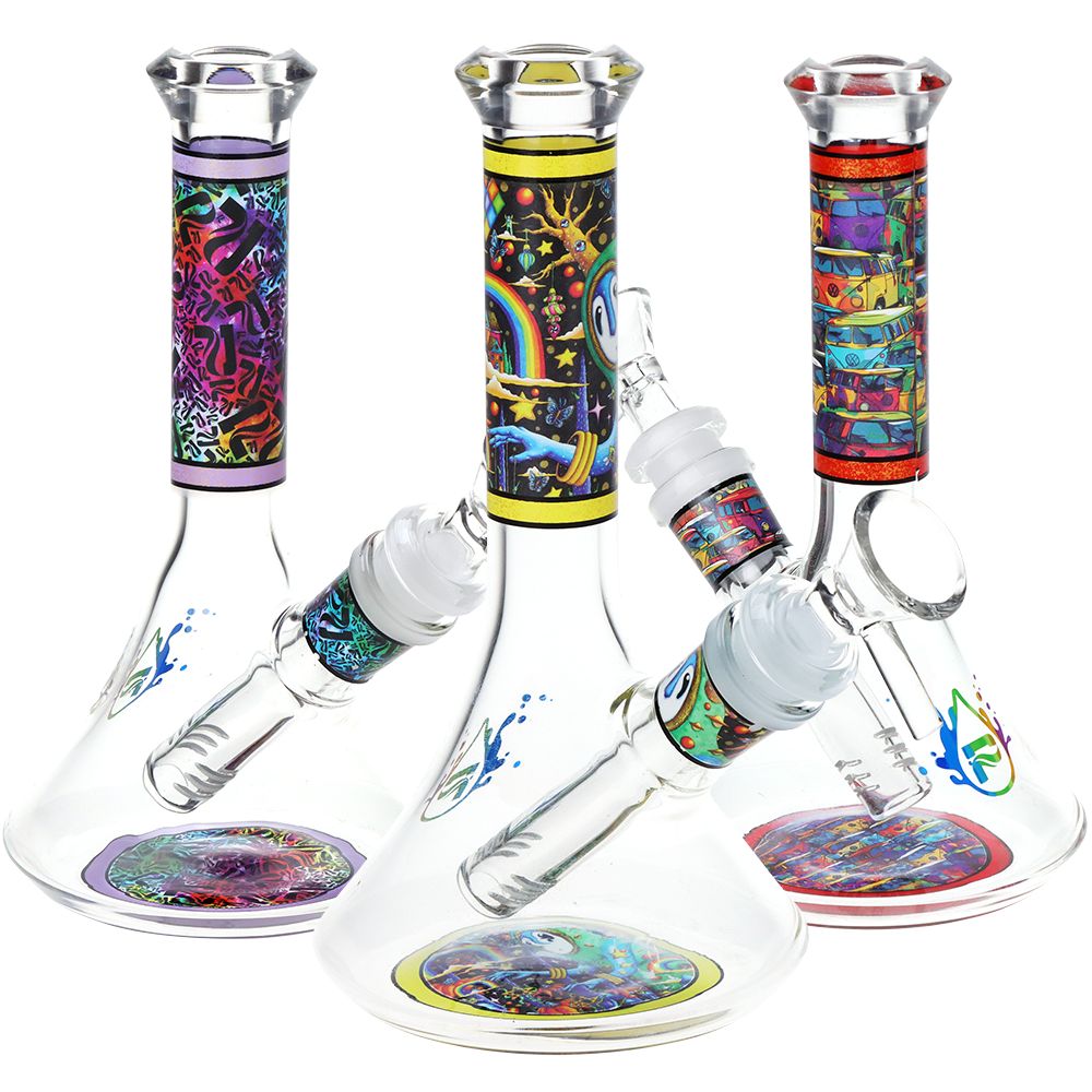 Pulsar Design Series Flared Beaker Glass Water Pipe by Smoke Drop | Buddy Brandz