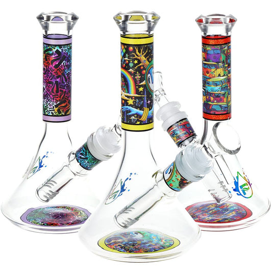 Pulsar Design Series Flared Beaker Glass Water Pipe by Smoke Drop | Buddy Brandz | Buddy Brandz