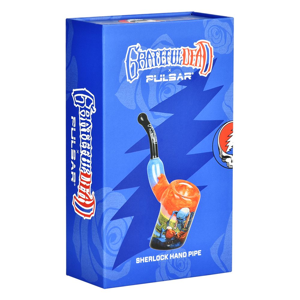 Grateful Dead x Pulsar Inside Print Bent Sherlock Pipe | 4" by Smoke Drop - view 6 | Buddy Brandz