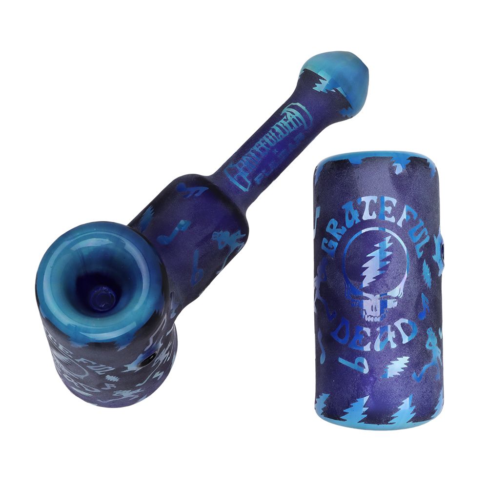 Grateful Dead x Pulsar Ethereal Music Etched Glass Hammer Bubbler - 5" by Smoke Drop - view 2 | Buddy Brandz