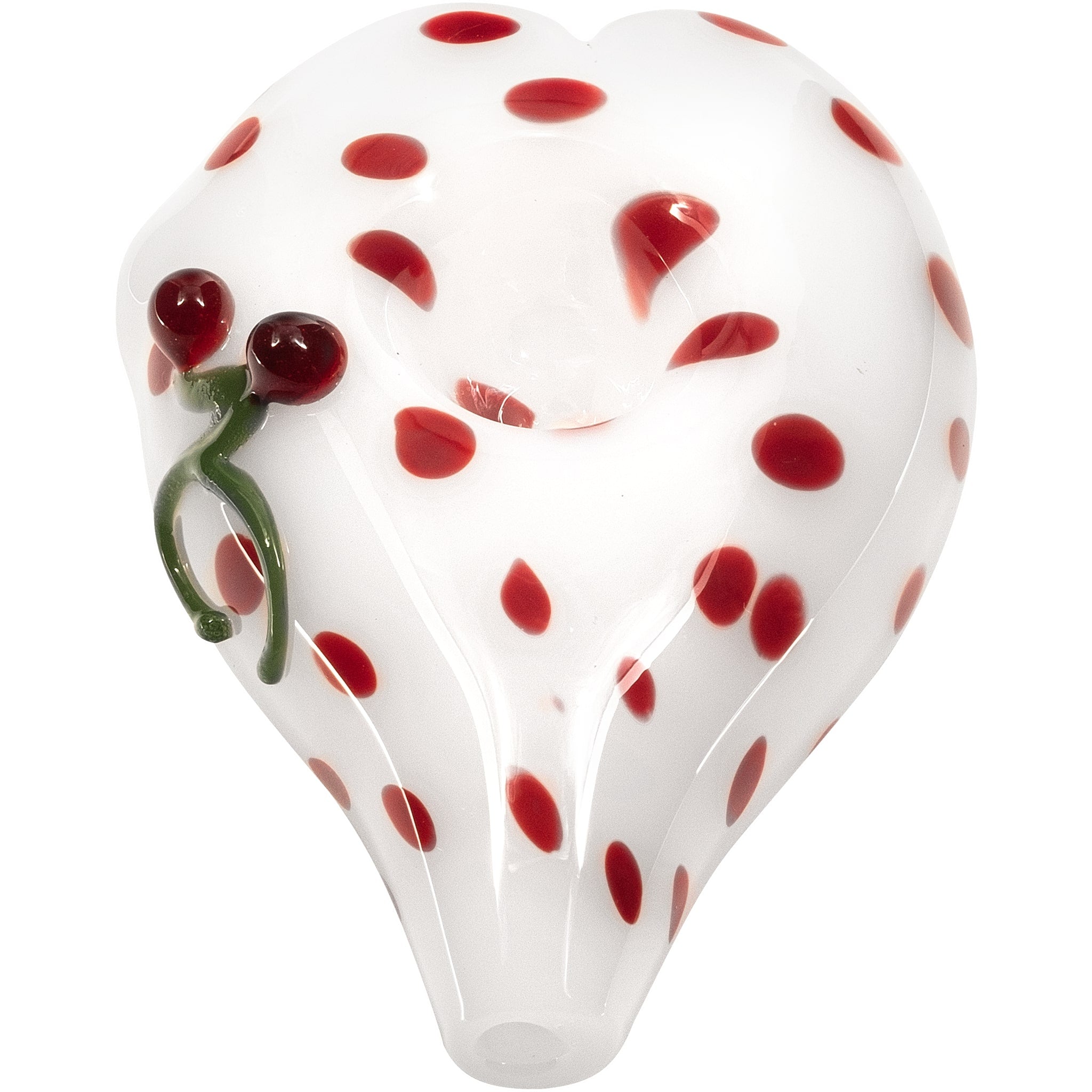 White Heart Red Polka Dots Glass Hand Pipe by Smoke Drop - view 3 | Buddy Brandz