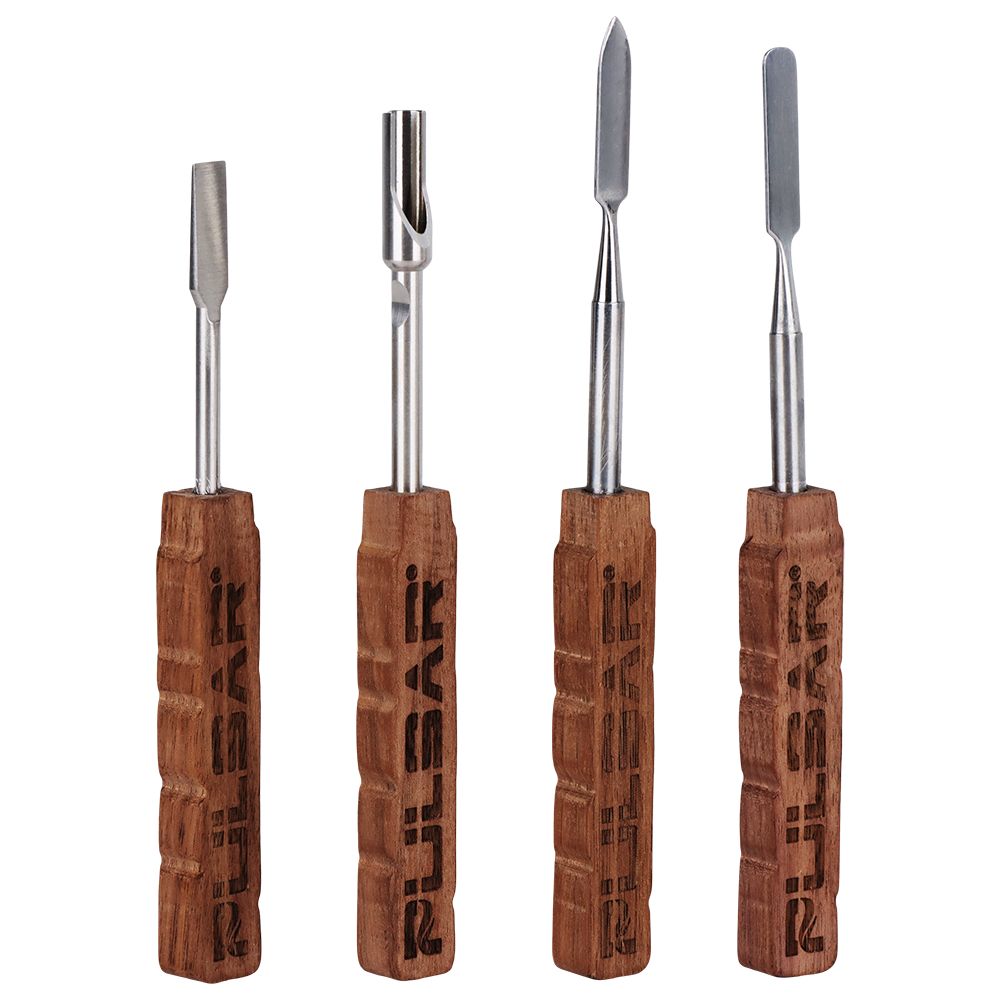 Pulsar Wooden Dab Tool Stainless Steel Tip (4 pack) by Smoke Drop | Buddy Brandz