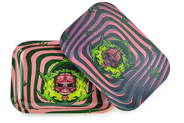 3D Holographic Metal Rolling Tray w/ Magnetic Lid (Design 1) by BDD Wholesale | Buddy Brandz