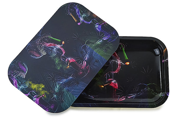 3D Holographic Metal Rolling Tray w/ Magnetic Lid (Design 15) by BDD Wholesale | Buddy Brandz