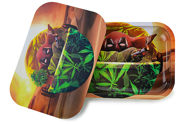 3D Holographic Metal Rolling Tray w/ Magnetic Lid (Design 23) by BDD Wholesale | Buddy Brandz