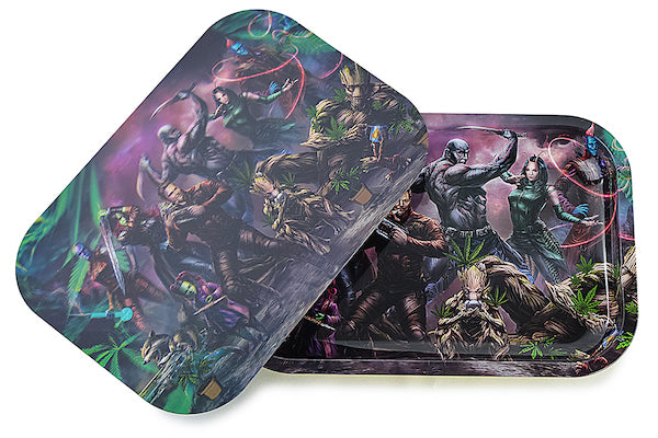 3D Holographic Metal Rolling Tray w/ Magnetic Lid (Design 24) by BDD Wholesale | Buddy Brandz