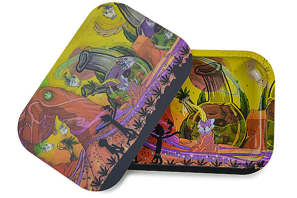 3D Holographic Metal Rolling Tray w/ Magnetic Lid (Design 37) by BDD Wholesale | Buddy Brandz