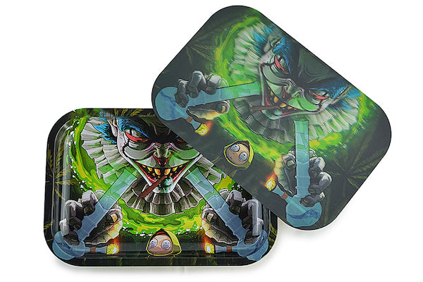 3D Holographic Metal Rolling Tray w/ Magnetic Lid (Design 7) by BDD Wholesale | Buddy Brandz