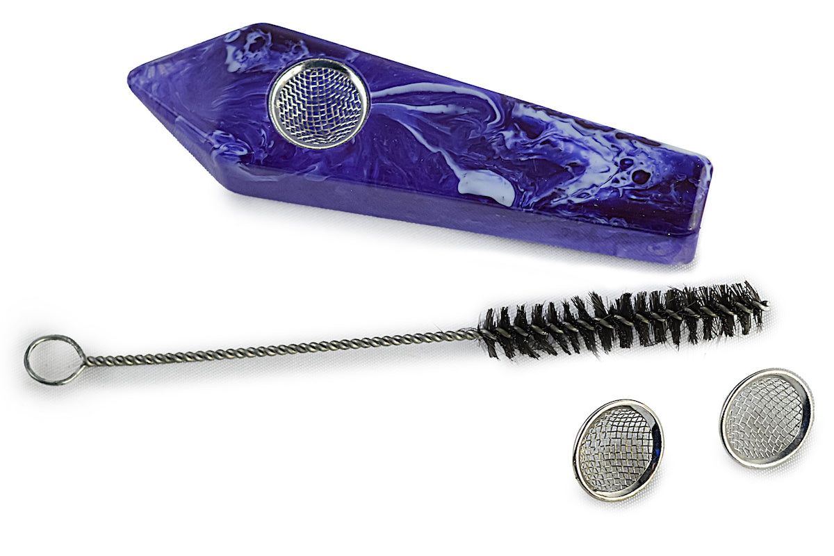 Handcrafted Diamond Shape Opal Resin Tobacco Pipe by BDD Wholesale - view 2 | Buddy Brandz