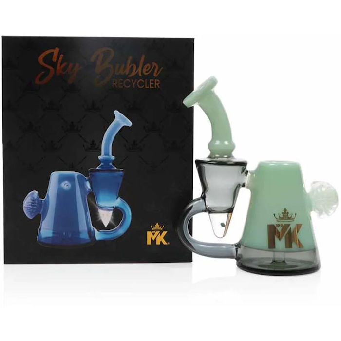 MK Glass Sky Bubbler Recycler by MK Glass - view 9 | Buddy Brandz