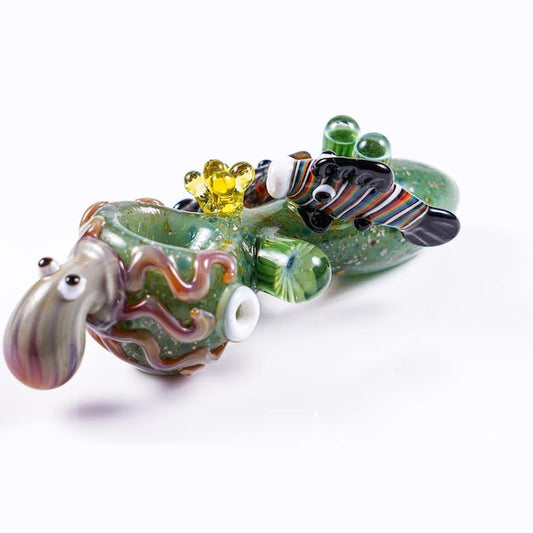 MK Glass Sea-life Octopus Premium Hand Pipe by MK Glass - view 2 | Buddy Brandz - alternate view | Buddy Brandz