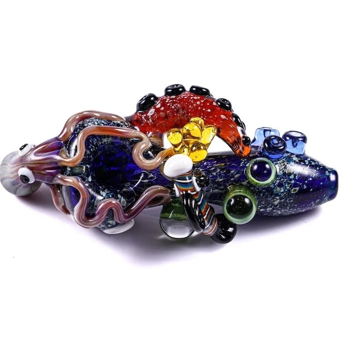 MK Glass Sea-life Octopus Premium Hand Pipe by MK Glass - view 5 | Buddy Brandz