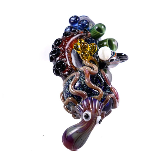 MK Glass Sea-life Octopus Premium Hand Pipe by MK Glass - view 4 | Buddy Brandz
