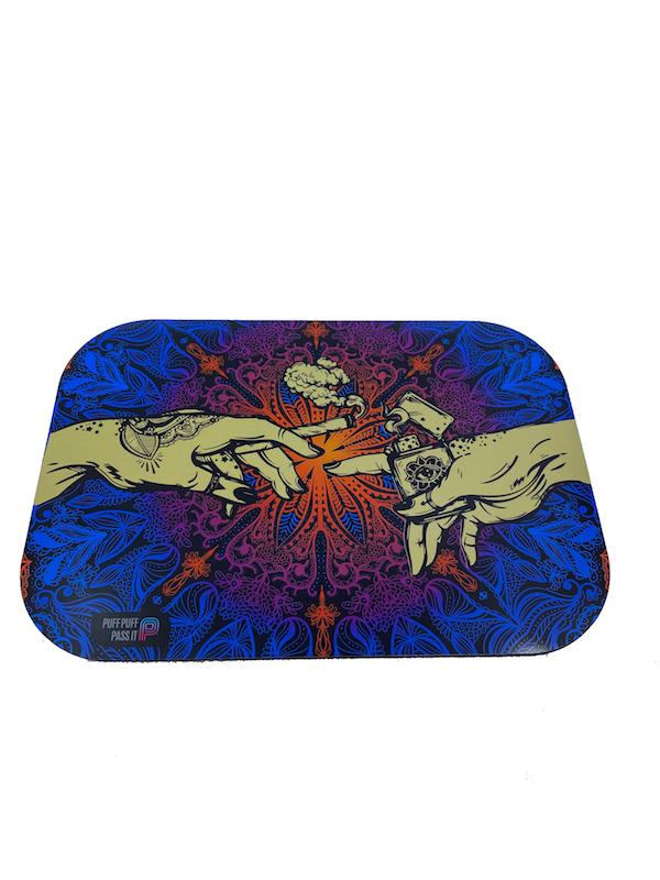Puff & Pass Metal Tray w/ Magnetic Lid - Blue by Puff & Pass - view 2 | Buddy Brandz
