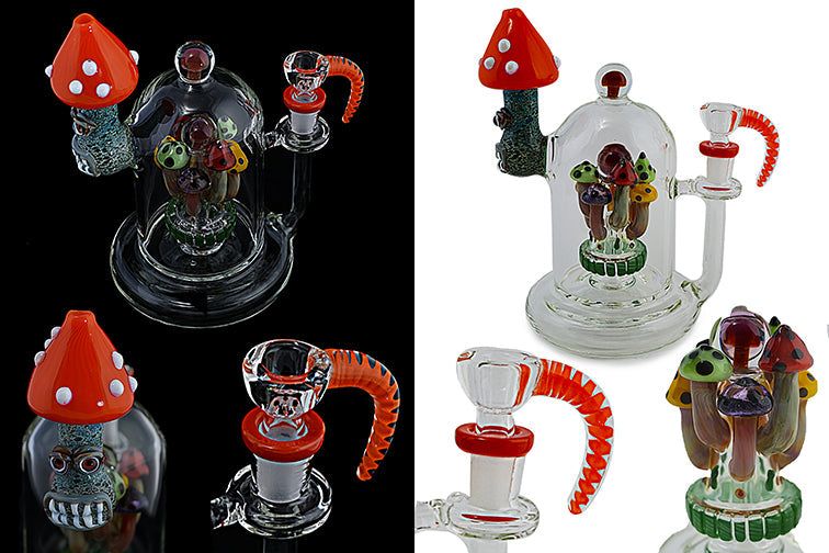Detailed Handmade Mushroom Glass Water Pipe by FC - view 4 | Buddy Brandz