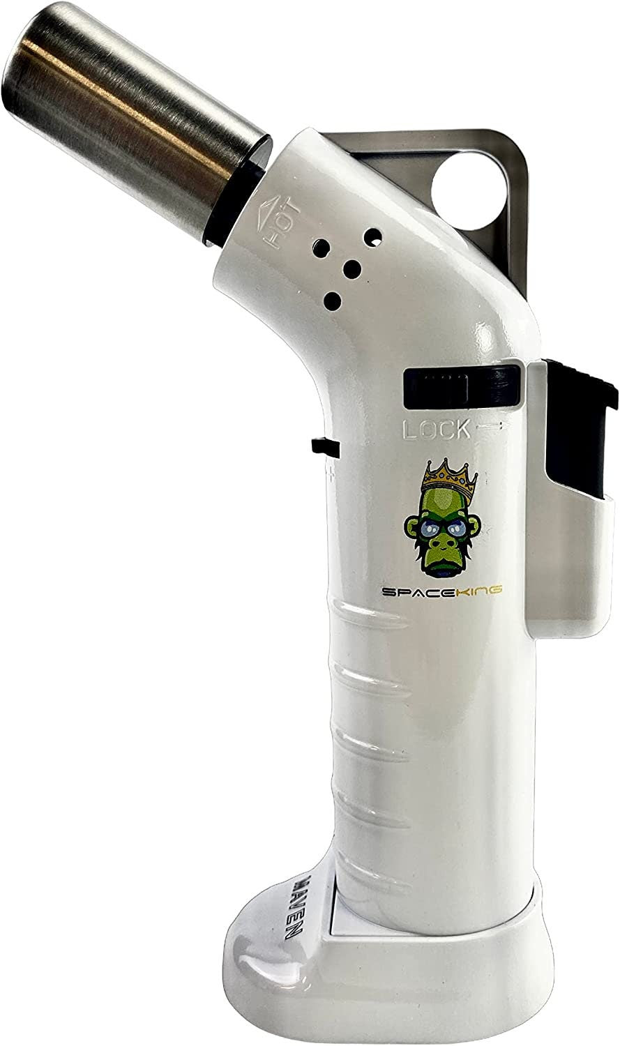 Space King powerful single jet angled flame torch lighter - Smooth Finish - Premium Quality - Adjustable Flame & Lock Function (White) by Etsy - view 2 | Buddy Brandz