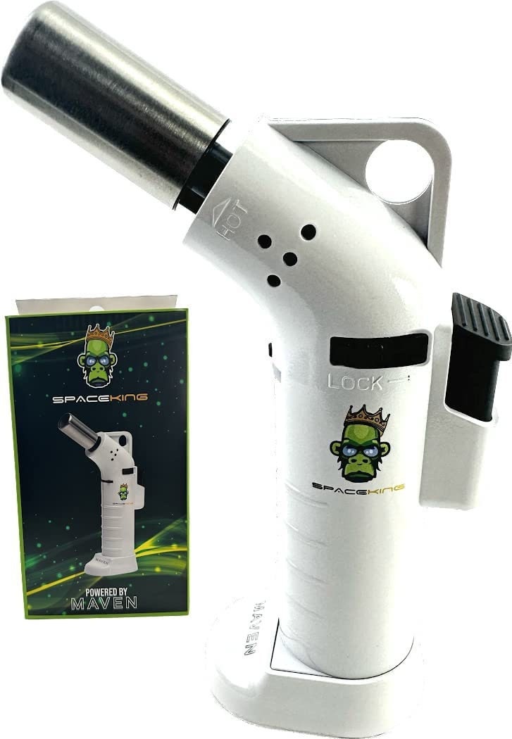 Space King powerful single jet angled flame torch lighter - Smooth Finish - Premium Quality - Adjustable Flame & Lock Function (White) by Etsy | Buddy Brandz