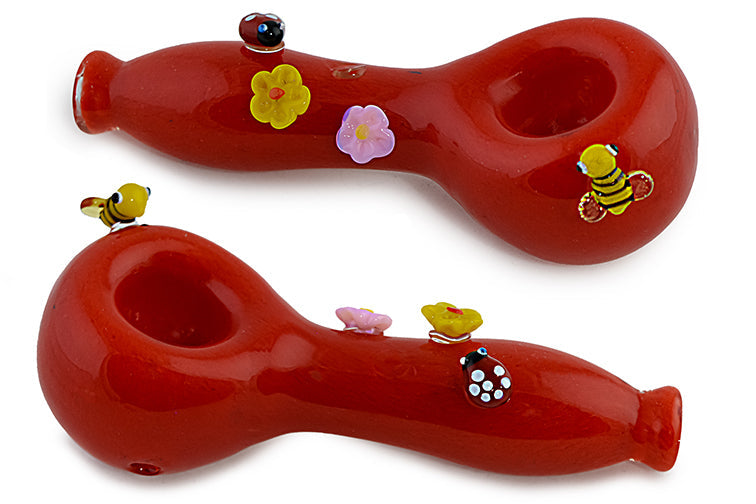 Colorful Bees & Ladybug Glass Pipe by FC - view 3 | Buddy Brandz