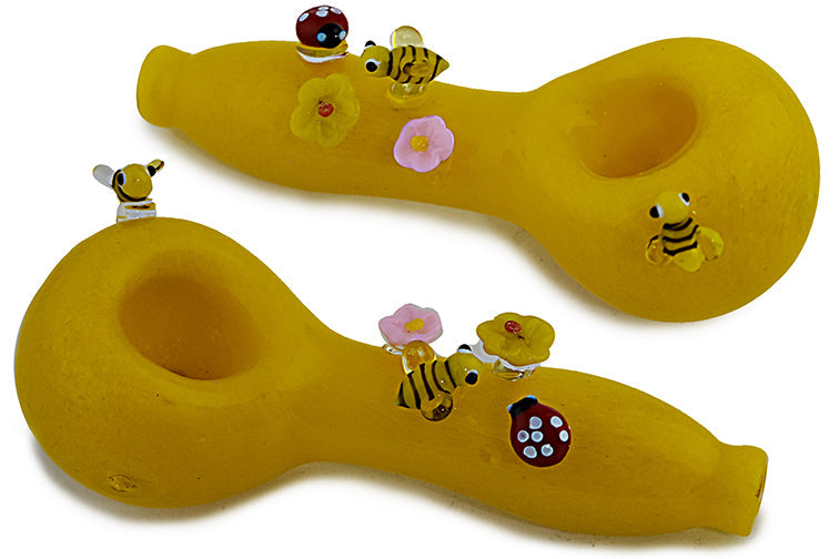 Colorful Bees & Ladybug Glass Pipe by FC - view 2 | Buddy Brandz