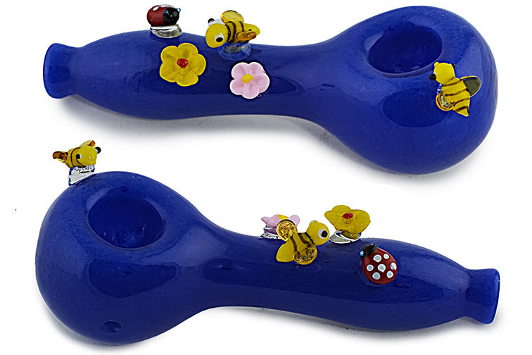 Colorful Bees & Ladybug Glass Pipe by FC - view 4 | Buddy Brandz