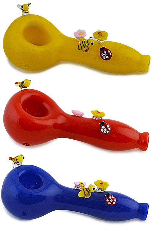 Colorful Bees & Ladybug Glass Pipe by FC | Buddy Brandz