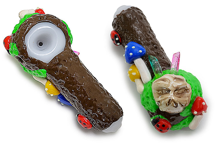 Clay Ladybug Mushroom Crystals Handpipe by FC | Buddy Brandz