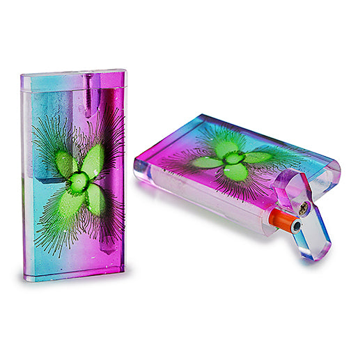 Handmade Acrylic Dugout w/ One Hitter - Rainbow Flower by India Art Collection | Buddy Brandz
