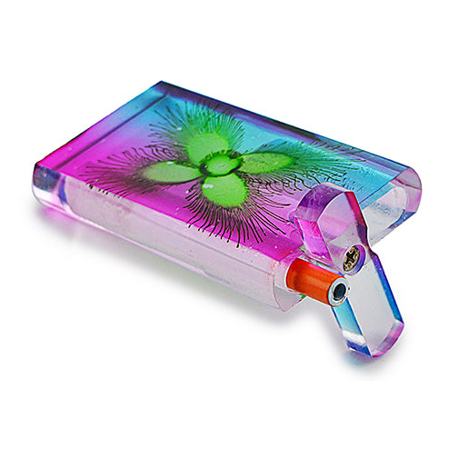 Handmade Acrylic Dugout w/ One Hitter - Rainbow Flower by India Art Collection - view 2 | Buddy Brandz