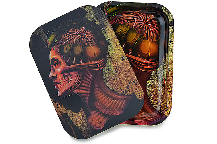 3D Holographic Metal Rolling Tray w/ Magnetic Lid (Design B38) by BDD Wholesale | Buddy Brandz