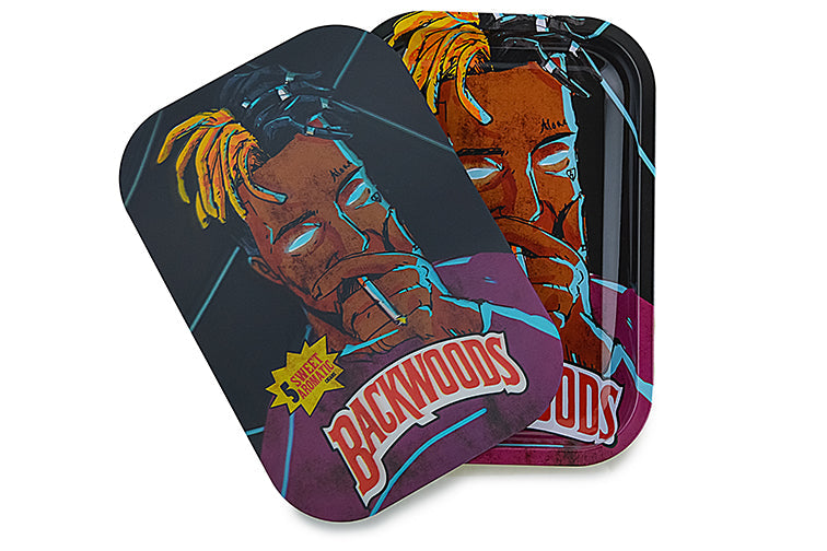 3D Holographic Metal Rolling Tray w/ Magnetic Lid (Design B21) by BDD Wholesale | Buddy Brandz
