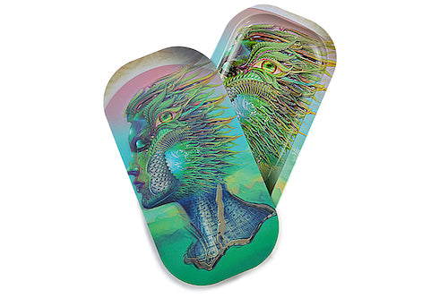 Slim 3D Holographic Metal Rolling Tray w/ Magnetic Lid by BDD Wholesale | Buddy Brandz