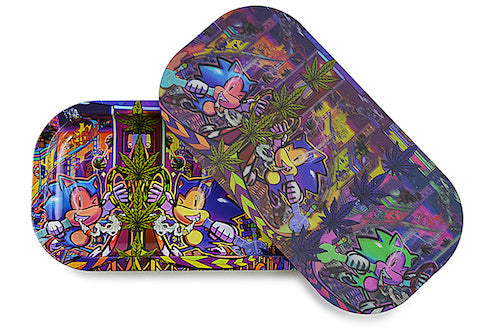 Slim 3D Holographic Metal Rolling Tray w/ Magnetic Lid by BDD Wholesale | Buddy Brandz