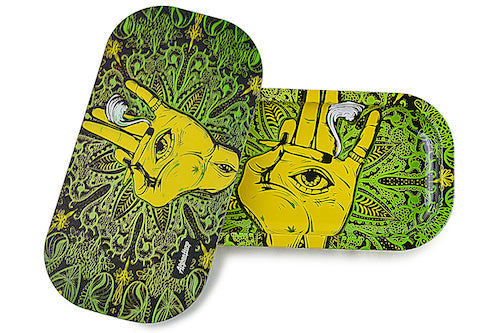 Slim 3D Holographic Metal Rolling Tray w/ Magnetic Lid by BDD Wholesale | Buddy Brandz