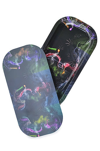 Slim 3D Holographic Metal Rolling Tray w/ Magnetic Lid by BDD Wholesale | Buddy Brandz