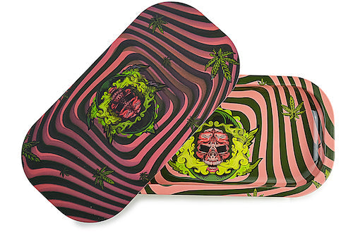 Slim 3D Holographic Metal Rolling Tray w/ Magnetic Lid by BDD Wholesale | Buddy Brandz